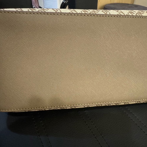 DKNY women's shoulder and handbag, brown/beige monogram with strap