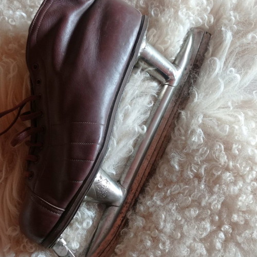 Vintage leather handmade ice skates used, size 41