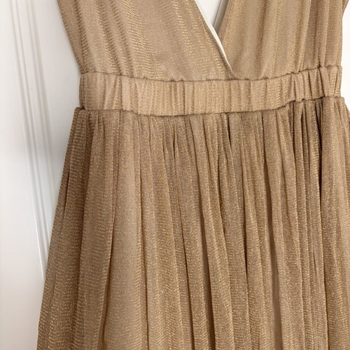 Rare maxi gold dress new, lined, deep neckline