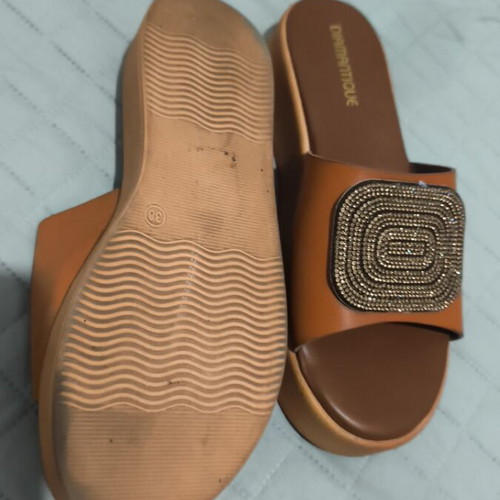 Summer platform sandals, tan color, size 38
