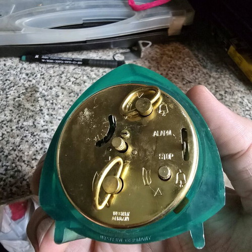 Vintage wind-up table clock used, functional