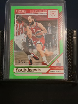 Vassilis Spanoulis Neon Green Flood 2024-25 Panini Euroleague Donruss card like new