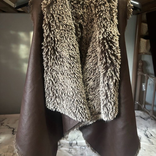 BSB sleeveless women's fur vest brown, size S-M