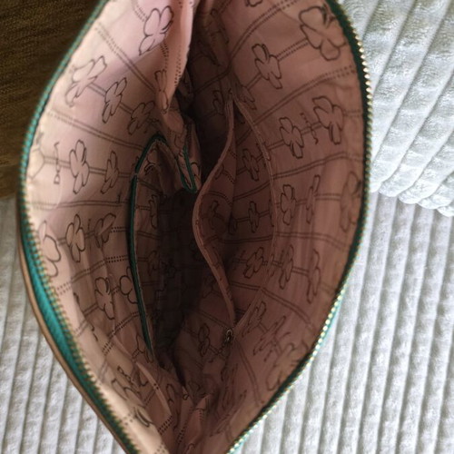 Doca women's crossbody bag like new, brown and green, 30×20 cm