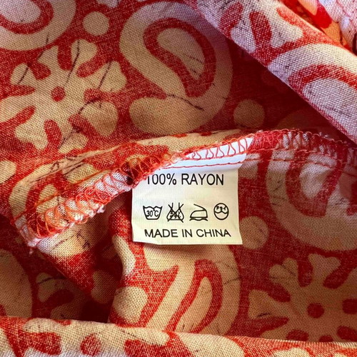 Orange kaftan dress from Ghana, rayon fabric