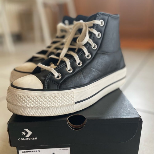 Converse Flatform boots like new, leather, black and white, size 37.5