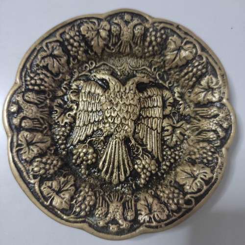 Antique bronze tray 11.5 cm with imperial double-headed eagle, like new