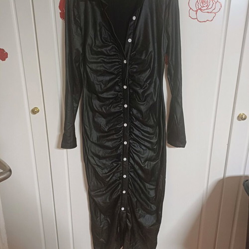 Black Shein leather dress new with buttons