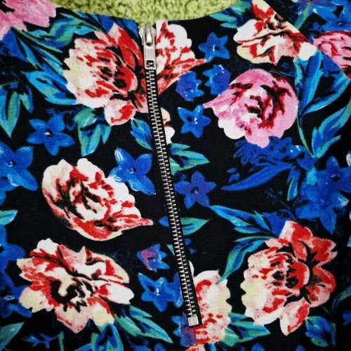 Atmosphere blue electric floral pattern dress women size L like new