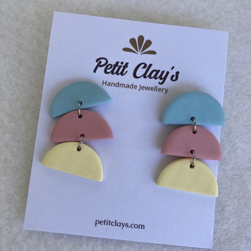 Long colorful handmade clay earrings new