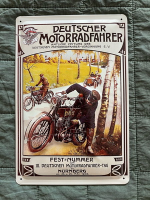 Vintage metal 3D plaque ADAC Nostalgic Art Deutscher Motorradfahrer motorcycle new