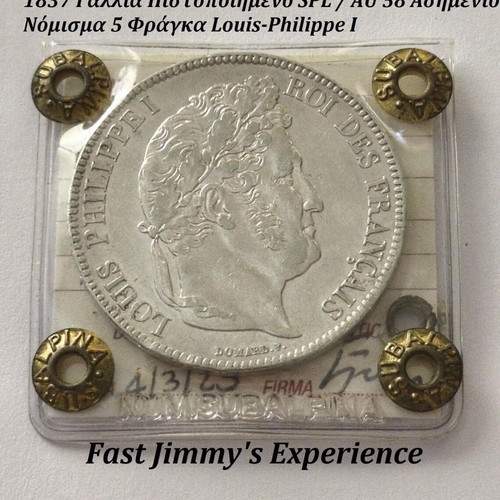 1837 France Certified Silver 5 Francs Coin Louis-Philippe I AU 58