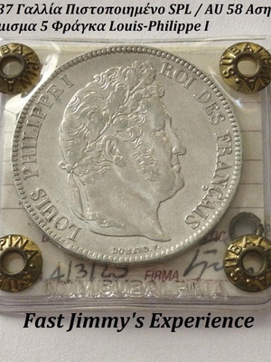 1837 France Certified Silver 5 Francs Coin Louis-Philippe I AU 58