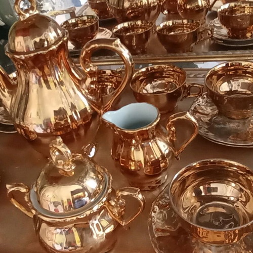 Vintage Mokka coffee set porcelain with gold lustre like new
