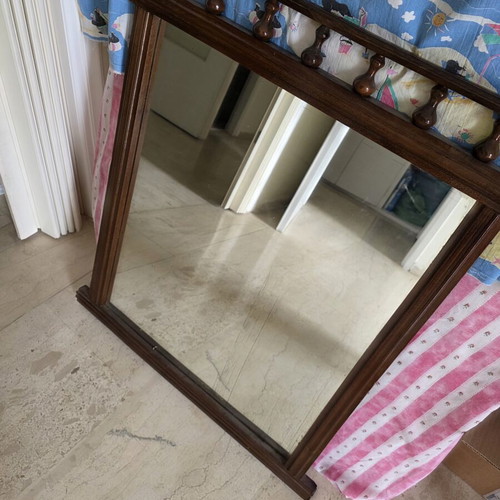 Vintage walnut wood mirror used with decorative frame