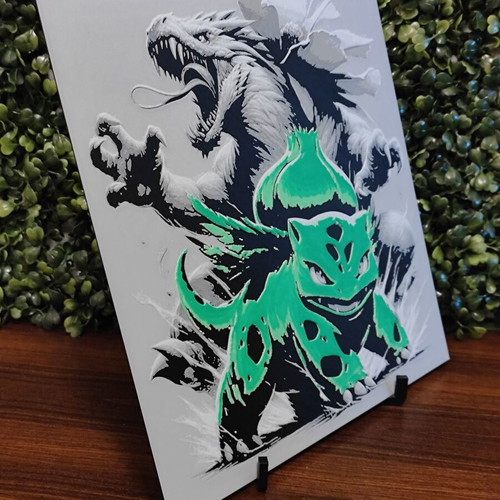 Bulbasaur Evolution Pokemon Hueforge 3D printed embossed portrait new