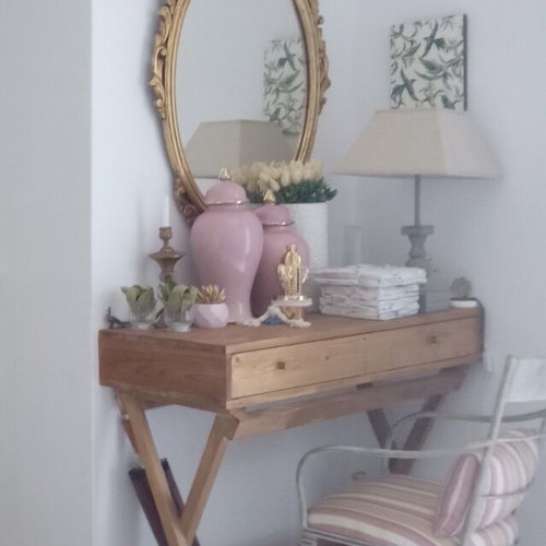 Desk made of natural wood like new with two drawers