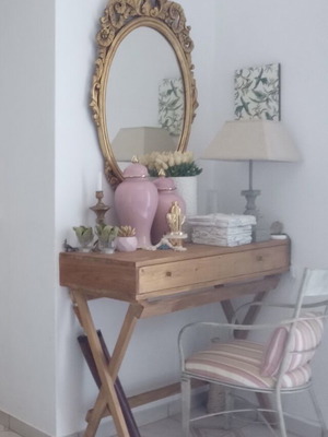 Desk made of natural wood like new with two drawers