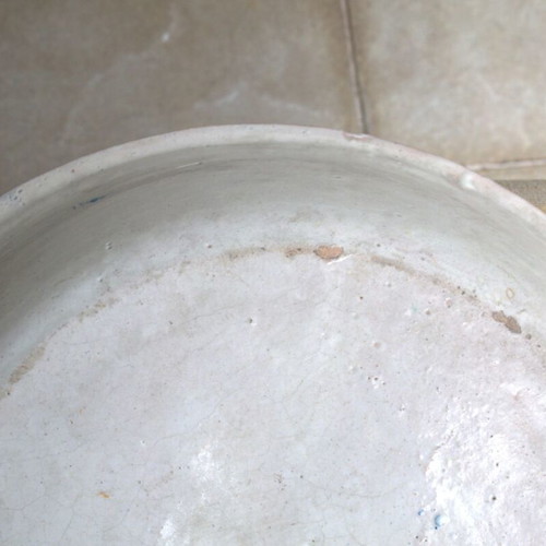 Large used Laterza ceramic dish from Puglia, Italy 1800s
