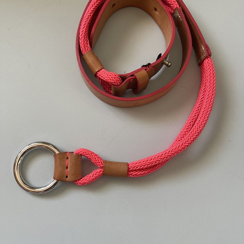 Massimo Dutti Y2K leather belt with fuchsia rope size 80 like new