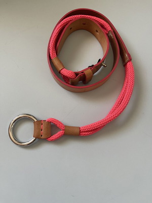 Massimo Dutti Y2K leather belt with fuchsia rope size 80 like new