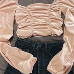 H&M Velvet Off Shoulders Top Pink New