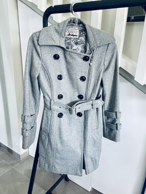 Guess Double-Breasted Wool Blend Coat Grey Like New