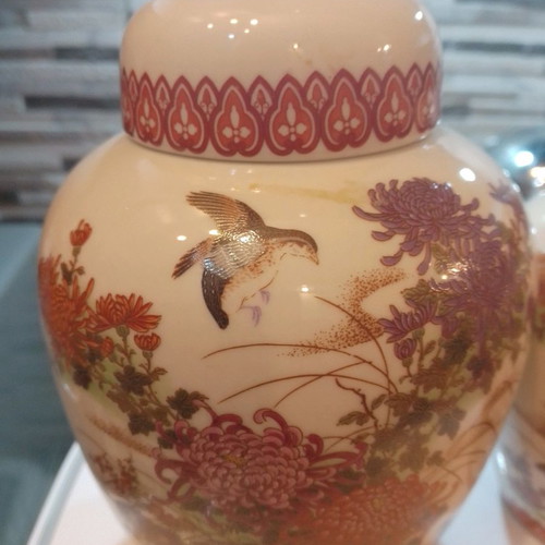 Shibata Japan vases used, set of 2 with stamp