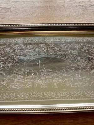 Vintage Twin Bird serving tray used with embossed designs