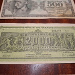 Occupation banknotes used, set of 3 from Greece
