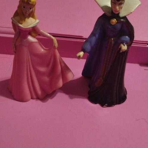 Disney Princess Sleeping Beauty and Evil Queen figures used, set of 2