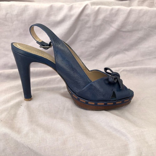 Tip Toe Blue Women's Sandals size 37 like new, Italian leather, 10cm heel