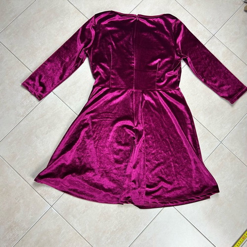 Magenta velvet dress, long sleeve, size XL, party wear