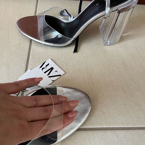 Zara sandals with plexiglass heel new size 40