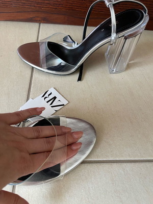 Zara sandals with plexiglass heel new size 40