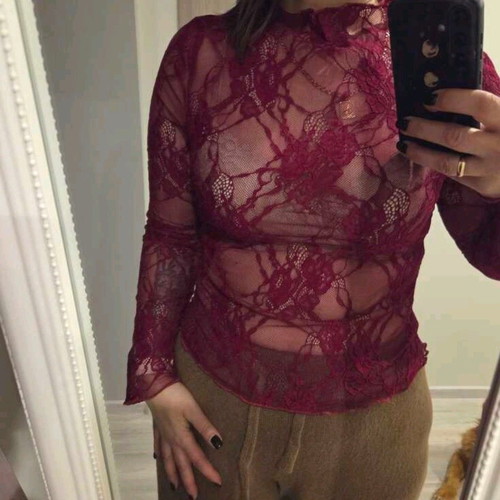 Lace blouse red new, size M
