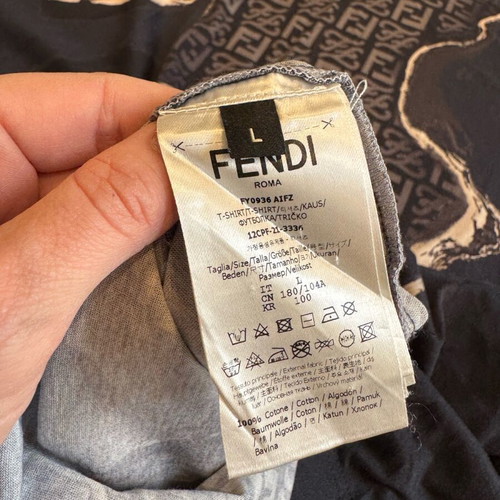 Fendi Roma T-shirt used, size L, cotton, black-brown