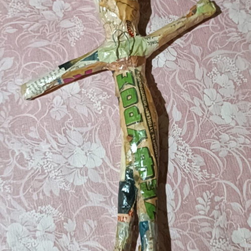 Papier Mache Figurine made to order with collage and varnish