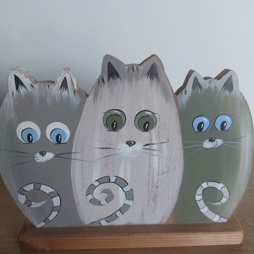 Wooden decorative with cats