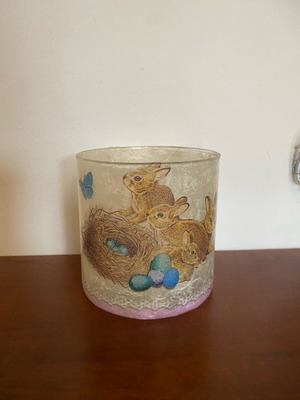 Vintage Easter candle holder for tealight new, handmade decoupage