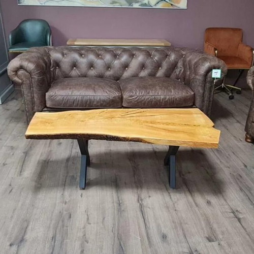 Coffee table made of wood and metal legs new, handmade