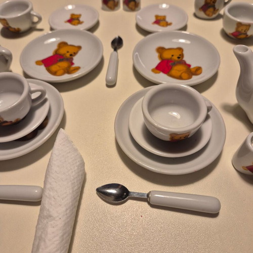 Porcelain miniature toy tea set used