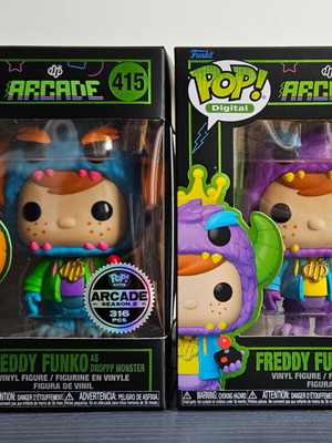 Funko Blacklight NFT Arcade Freddy as Droppp Monster Lot of 2 new