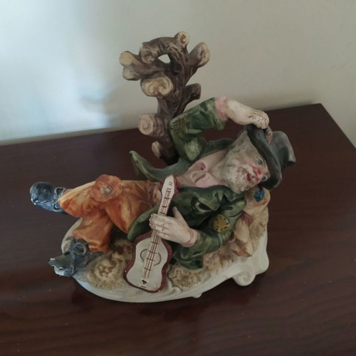 Antique table decoration elderly gentleman faience like new