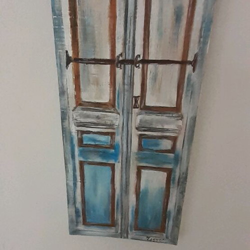 Wooden painted surface traditional Cyprus door