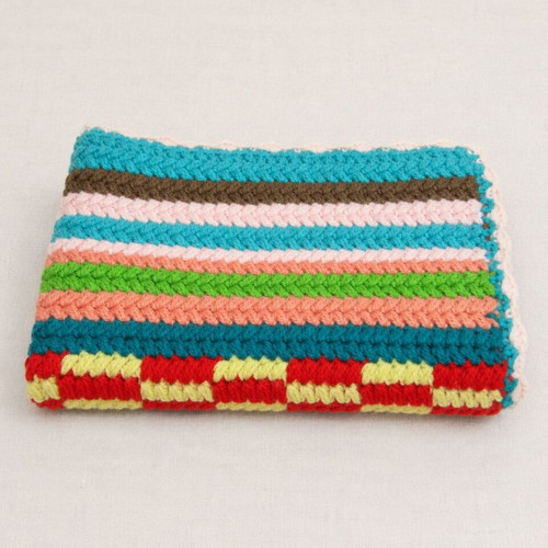 Handmade knitted table runner 35×65 cm multicolor