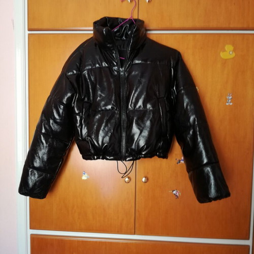 Girls' black shiny jacket H&M like new, size XXS