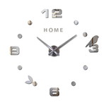 3D Wall Clock New Silver, Sticker, 100cm Diameter