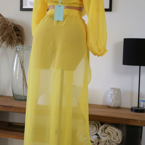 Beachwear pants with yellow transparent top new