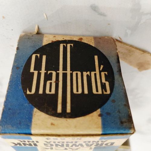 Stafford's Vintage Glass Drawing Ink Bottle No. 664, 3/4 oz